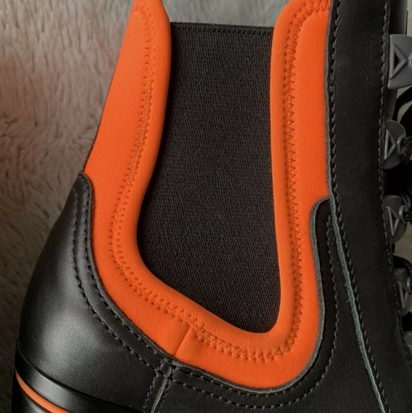 PRADA NEOPRENE NEON DETAIL LACE UP BOOT BLACK - Picture 2 of 9